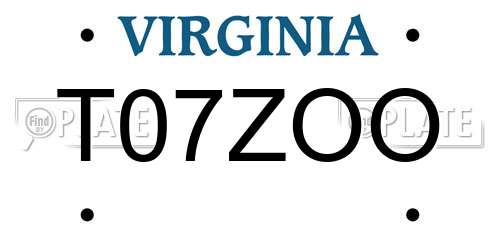 T07ZOO Virginia License Plate