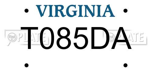 T085DA Virginia License Plate