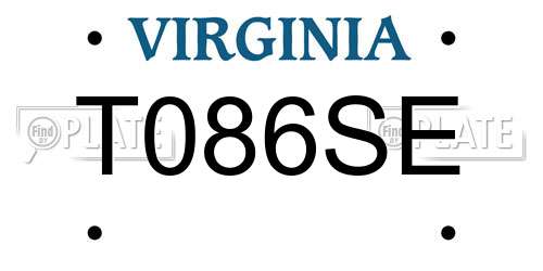 T086SE Virginia License Plate
