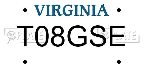 T08GSE Virginia License Plate