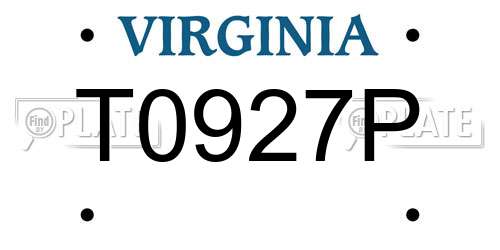 T0927P Virginia License Plate