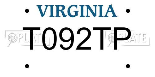T092TP Virginia License Plate
