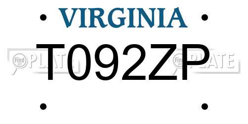 T092ZP Virginia License Plate
