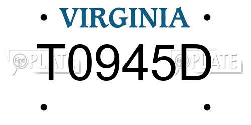 T0945D Virginia License Plate