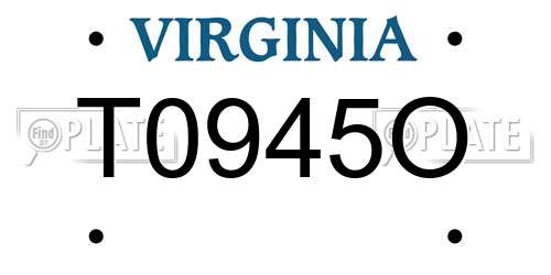 T0945O Virginia License Plate