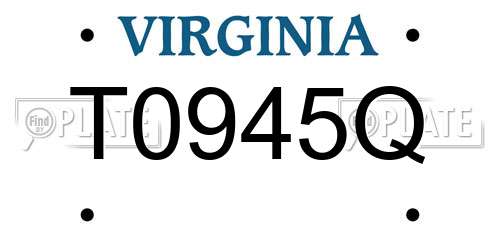 T0945Q Virginia License Plate