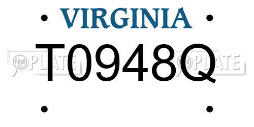 T0948Q Virginia License Plate