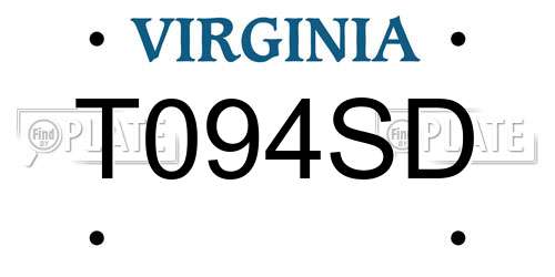 T094SD Virginia License Plate