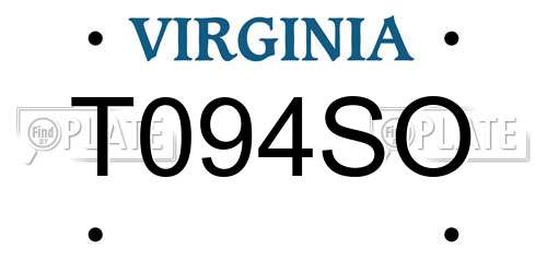 T094SO Virginia License Plate