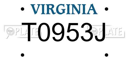 T0953J Virginia License Plate