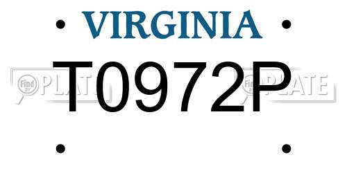 T0972P Virginia License Plate