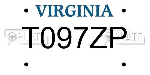 T097ZP Virginia License Plate