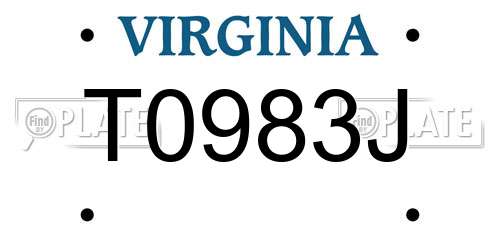 T0983J Virginia License Plate