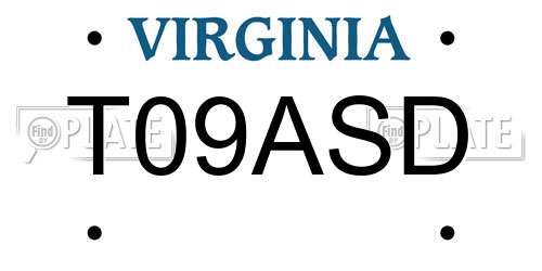T09ASD Virginia License Plate