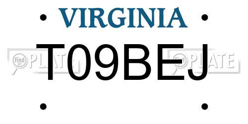 T09BEJ Virginia License Plate