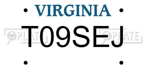 T09SEJ Virginia License Plate