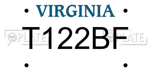T122BF Virginia License Plate