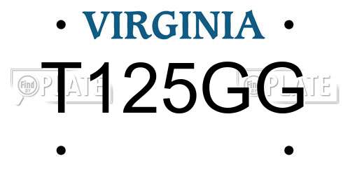 T125GG Virginia License Plate