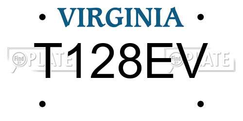 T128EV Virginia License Plate