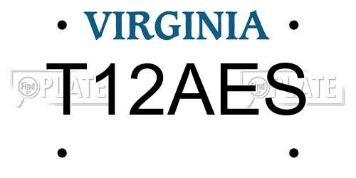 T12AES Virginia License Plate