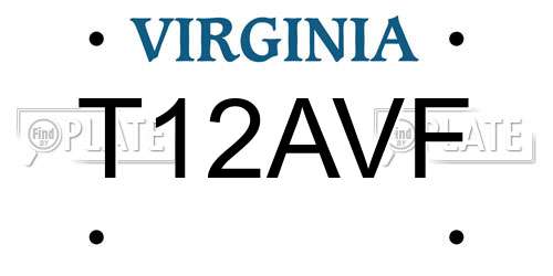 T12AVF Virginia License Plate
