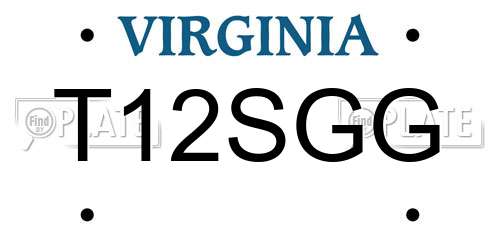 T12SGG Virginia License Plate