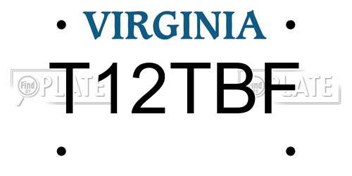 T12TBF Virginia License Plate