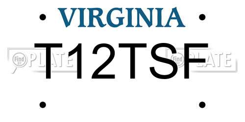 T12TSF Virginia License Plate