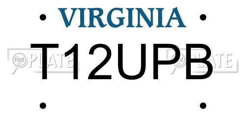 T12UPB Virginia License Plate