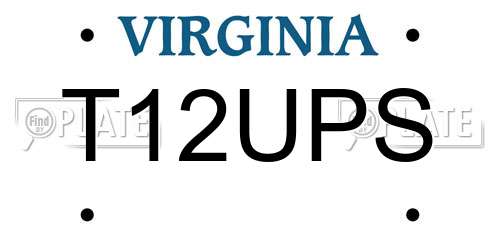 T12UPS Virginia License Plate