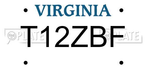 T12ZBF Virginia License Plate