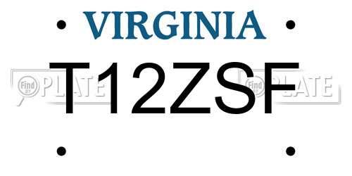 T12ZSF Virginia License Plate