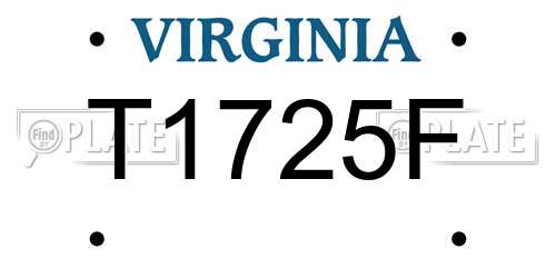 T1725F Virginia License Plate