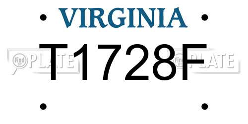 T1728F Virginia License Plate