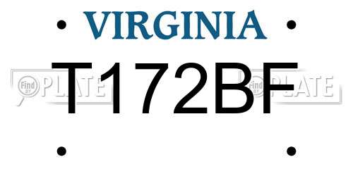 T172BF Virginia License Plate