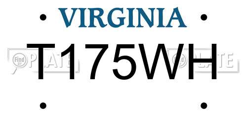 T175WH Virginia License Plate