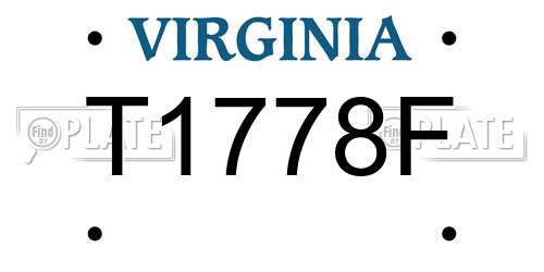 T1778F Virginia License Plate