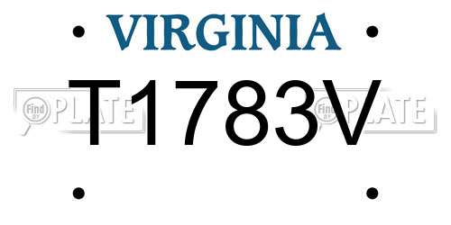 T1783V Virginia License Plate