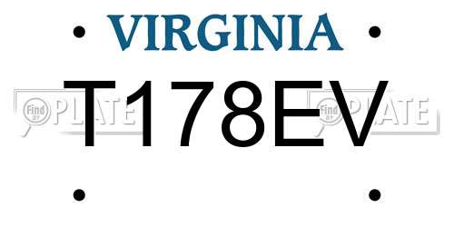 T178EV Virginia License Plate
