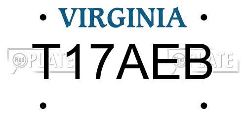 T17AEB Virginia License Plate