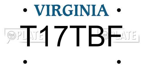 T17TBF Virginia License Plate