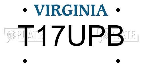 T17UPB Virginia License Plate