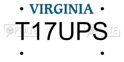 T17UPS Virginia License Plate