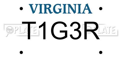 T1G3R Virginia License Plate