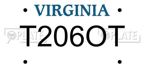 T206OT Virginia License Plate