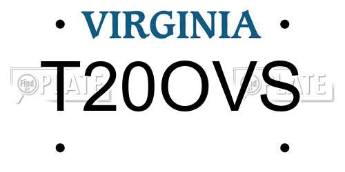 T20OVS Virginia License Plate