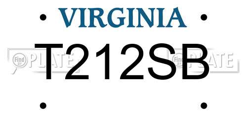 T212SB Virginia License Plate