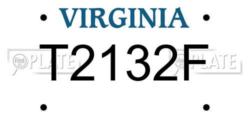T2132F Virginia License Plate