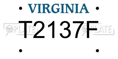 T2137F Virginia License Plate