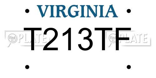T213TF Virginia License Plate
